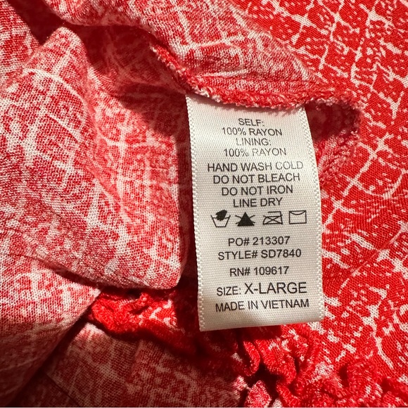 Shinestar Red/Orange Ruffle Flared Print Sundress Size XL - Picture 11 of 11